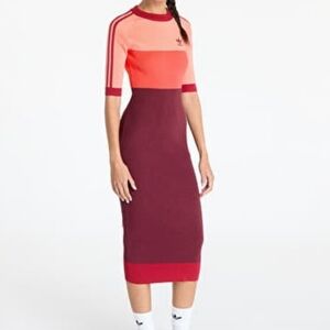 Adidas X KSENIASCHNAIDER Tricolor Knit Dress Coral Fusion/Bright Red/Shadow NWT